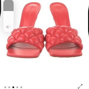 Bottega Veneta Red Heeled Mules
